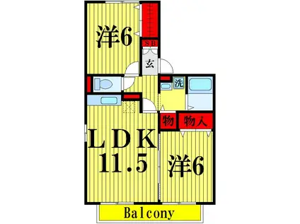 アリエル(2LDK/2階)の間取り写真