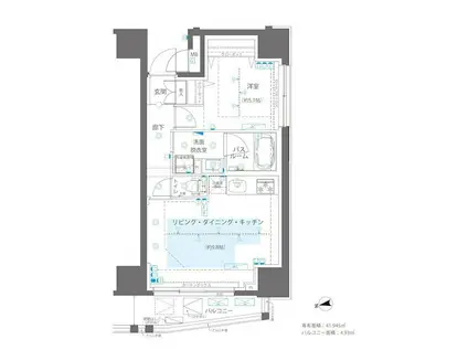 ZOOM浅草ウエスト(1LDK/4階)の間取り写真