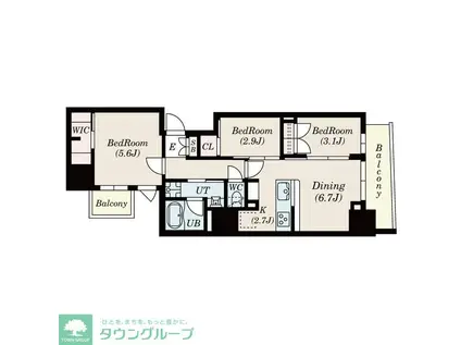 MFPRコート日本橋馬喰町(3DK/5階)の間取り写真