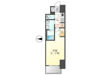 エスレジデンス山王S-RESIDENCE山王(1K/3階)の間取り写真