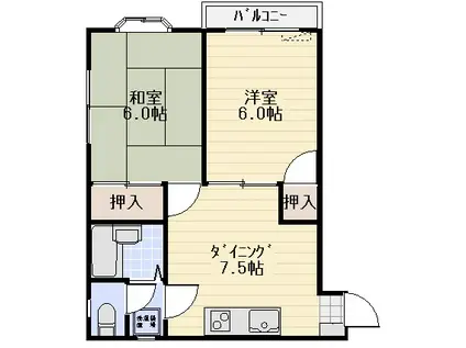 梅田ハイツ(2DK/3階)の間取り写真