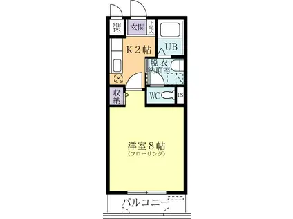 スプリングフィールド(1K/3階)の間取り写真