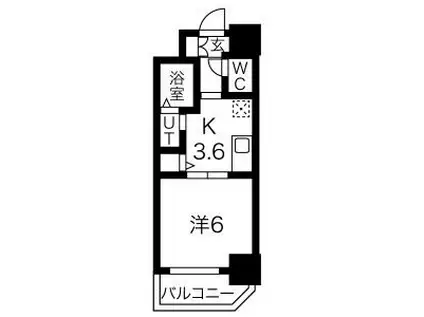 ワールドアイ神戸湊町(1K/9階)の間取り写真