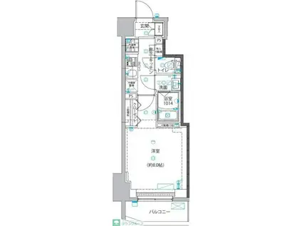 ユリカロゼ五反野III(1K/4階)の間取り写真