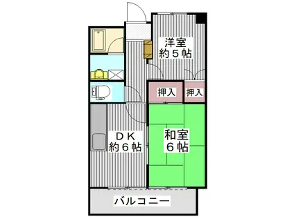 メゾン竹内(2DK/5階)の間取り写真