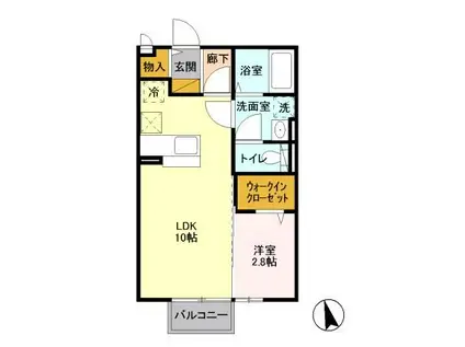 サニープレイス C(1LDK/1階)の間取り写真