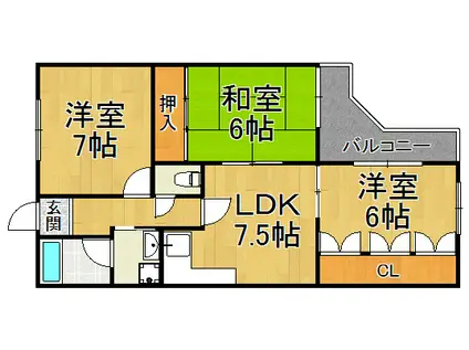 サンシャルマンユキ(3DK/1階)の間取り写真