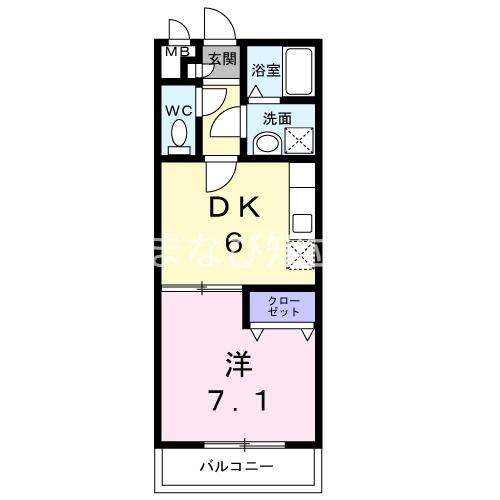 アンプルールリーブルWING(1DK/1階)の間取り写真