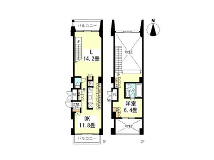 N3ユニテ(1LDK/6階)の間取り写真