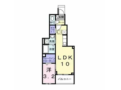 ルラシオン(1LDK/1階)の間取り写真