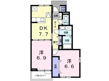 サンパテイクM(2DK/1階)の間取り写真