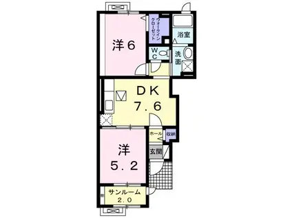 ラ ファメンタム センゾ(2DK/1階)の間取り写真