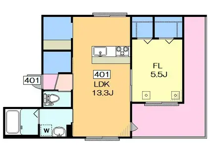 HM1-456 エイチエムワンヨンゴーロク(1LDK/4階)の間取り写真