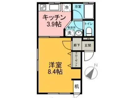 SUNコーポ(1K/2階)の間取り写真