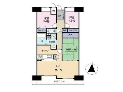 ラヴェール住吉(3LDK/4階)の間取り写真