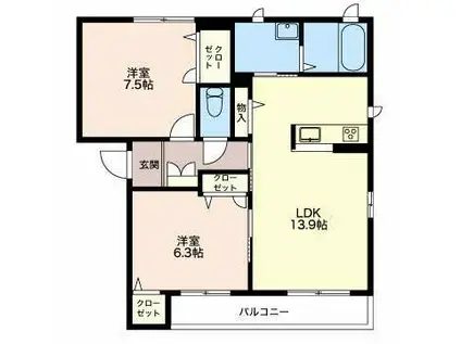 MAST TOWN BROWNIE(2LDK/2階)の間取り写真