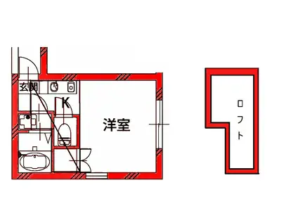 スカイハイツ戸塚(1K/2階)の間取り写真
