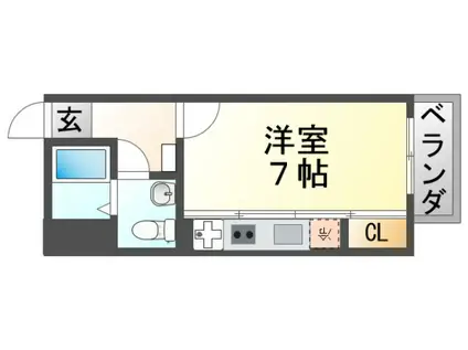 ドゥーエ江坂I(ワンルーム/8階)の間取り写真