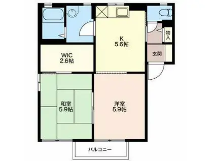 フォーレス望B棟(2K/1階)の間取り写真