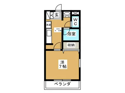 サウザンドV(1K/1階)の間取り写真