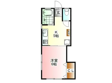 ガーデンヴィラ天野(1K/2階)の間取り写真