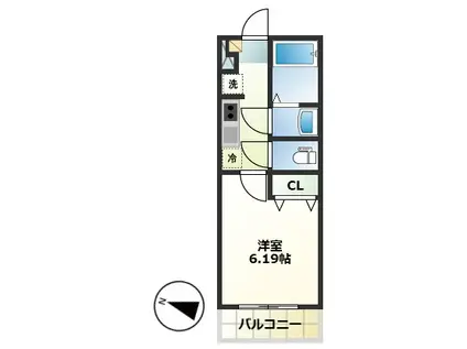 フォレーナ四街道(1K/2階)の間取り写真