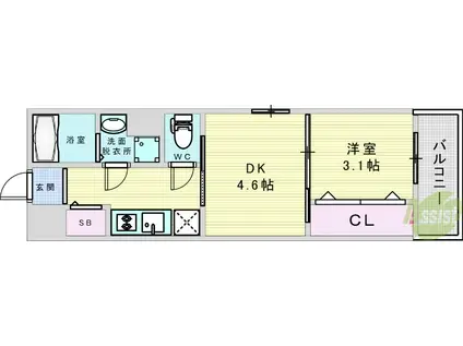 GRAND STEADY 西中島(2K/3階)の間取り写真