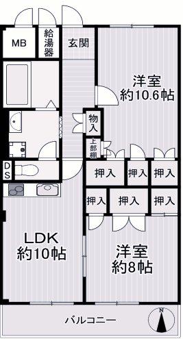 コボリクラスタ西宮北口(2LDK/5階)の間取り写真