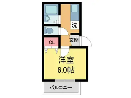 エスポワール宝塚(1K/2階)の間取り写真