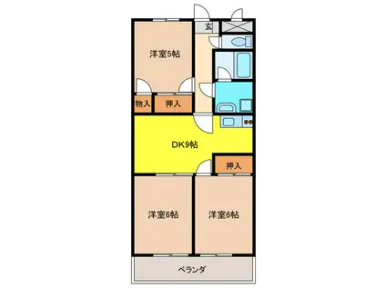 Tステージミカーレ(3DK/1階)の間取り写真