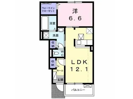 カーサ・アウルムII(1LDK/1階)の間取り写真