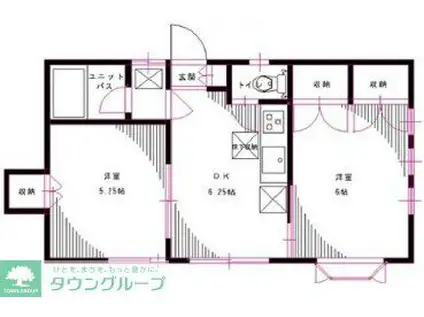 ヒルズ松原32250(2DK/2階)の間取り写真