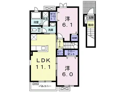 ハピネスハウス森下II(2LDK/2階)の間取り写真