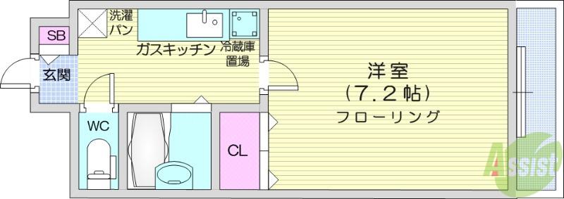 ソレイユハイツ泉中央(1K/3階)の間取り写真