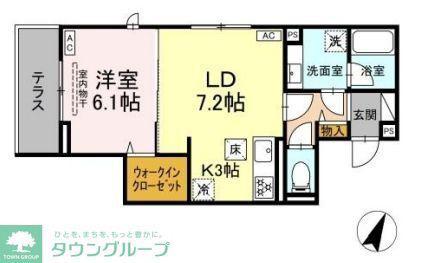 D PAINA 保土ケ谷(1LDK/1階)の間取り写真