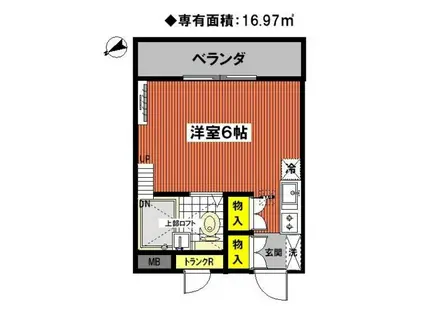 コオポスアペアI(ワンルーム/2階)の間取り写真