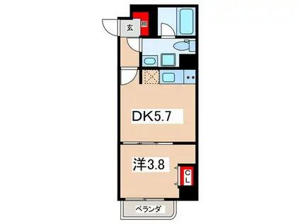 ディアレイシャス南砂町(1DK/4階)の間取り写真