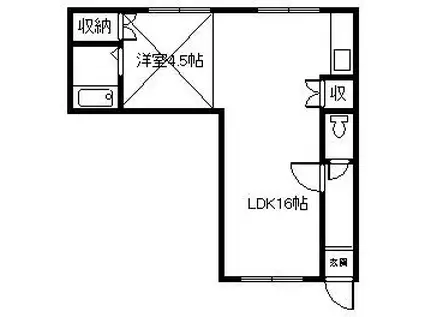 パラドール(1LDK/2階)の間取り写真