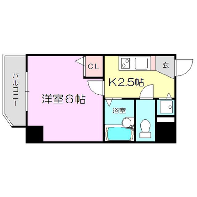 U-RO新大阪(1K/6階)の間取り写真