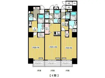 フリーデン(ワンルーム/6階)の間取り写真