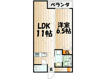 三萩野ビル(1LDK/3階)の間取り写真