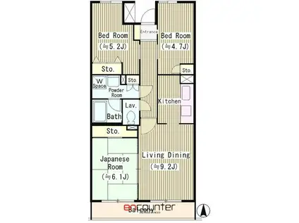 マンションカメリア 弐番館(3LDK/2階)の間取り写真