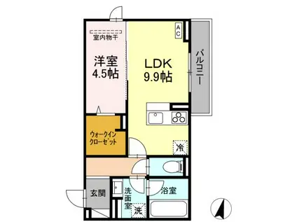 D-ROOMCIX(1LDK/2階)の間取り写真