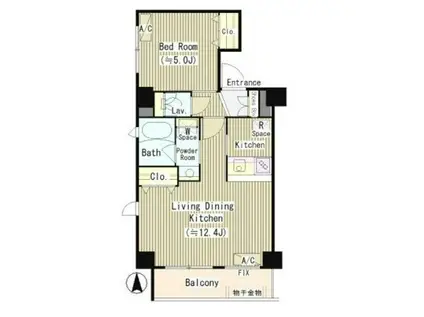 カーナ大井町(1LDK/5階)の間取り写真