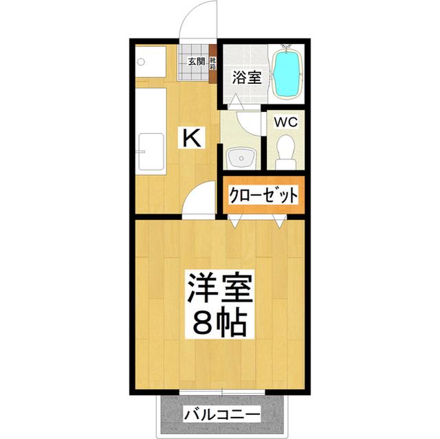 サンライズガーデン A棟(1K/1階)の間取り写真