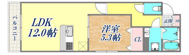 NOBLE TERRACE中山手(1LDK/1階)の間取り写真