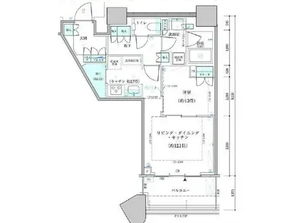 パークタワー勝どきサウス(1LDK/45階)の間取り写真