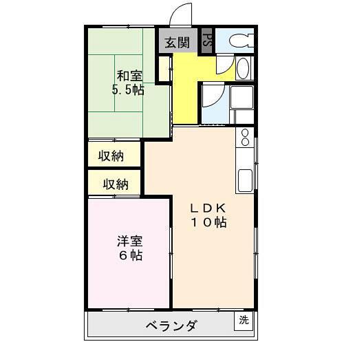 武蔵ハイツ(2LDK/3階)の間取り写真