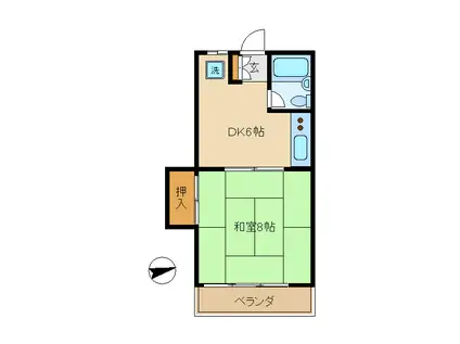 コーポ弥生(1DK/2階)の間取り写真