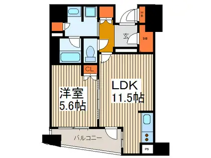 KDX川口幸町レジデンス(1LDK/6階)の間取り写真